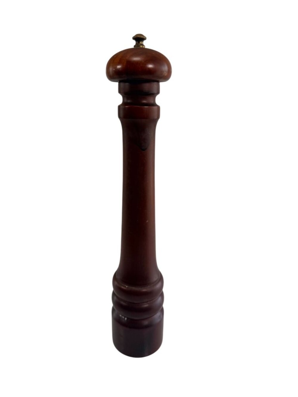 Vintage MCM M F Florenace Wood Pepper Mill Grinder Brass Top 15" - Picture 2 of 7